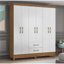 Ver imagem 3 de Guarda Roupa Casal 6 Portas 2 Gavetas 1,53m Freijo / Off White Panamá Moval