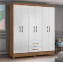 Ver imagem 3 de Guarda Roupa Casal 6 Portas 2 Gavetas 1,53m Freijo / Off White Panamá Moval
