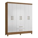 Ver imagem 1 de Guarda Roupa Casal 6 Portas 2 Gavetas 1,53m Freijo / Off White Panamá Moval