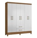 Ver imagem 1 de Guarda Roupa Casal 6 Portas 2 Gavetas 1,53m Freijo / Off White Panamá Moval