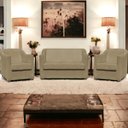 Ver imagem 1 de Kit Namoradeira + 4 Poltronas Decorativas para Sala Mila Suede Cores Pé de Plastico Cromado