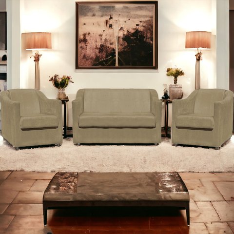 Kit Namoradeira + 4 Poltronas Decorativas para Sala Mila Suede Cores Pé de Plastico Cromado
