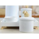 Ver imagem 3 de Kit Higiene Porcelana Bebê Maternidade + Garrafa Térmica 500ml - K012 Ovelha Dourado