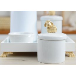 Kit Higiene Porcelana Bebê Maternidade + Garrafa Térmica 500ml - K012 Ovelha Dourado - 3