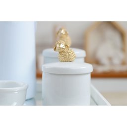Kit Higiene Porcelana Bebê Maternidade + Garrafa Térmica 500ml - K012 Ovelha Dourado - 2