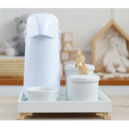 Kit Higiene Porcelana Bebê Maternidade + Garrafa Térmica 500ml - K012 Ovelha Dourado - 1