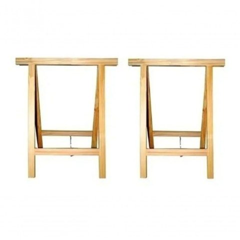 Cavalete De Madeira Natural  80  Apoiador Mesas E Bancadas