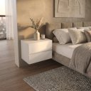 Ver imagem 2 de Kit Mesa de Cabeceira Suspensa Eros 45cm Off White 2 Gavetas MDF
