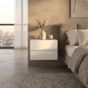 Ver imagem 3 de Kit Mesa de Cabeceira Suspensa Eros 45cm Off White 2 Gavetas MDF