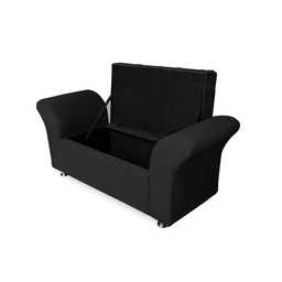 Kit Cabeceira Geovana com Baú Veneza King 195 Cm Corano Preto - Incasa Decor - 4
