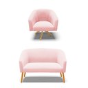 Ver imagem 1 de Kit 1 Namoradeira E 1 Poltrona Base Madeira Rosa Bebê