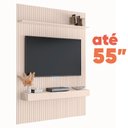 Ver imagem 2 de Painel para Tv até 55 Polegadas 1,35x2,40m Ripado com Nicho Arbo Off White Edn