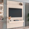 Painel para Tv até 55 Polegadas 1,35x2,40m Ripado com Nicho Arbo Off White Edn - 2