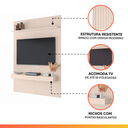 Ver imagem 5 de Painel para Tv até 55 Polegadas 1,35x2,40m Ripado com Nicho Arbo Off White Edn