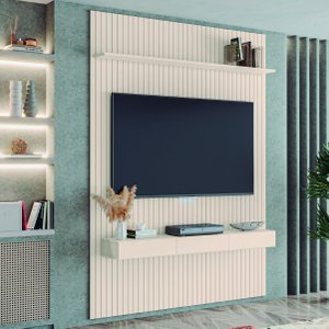 Painel para Tv até 55 Polegadas 1,35x2,40m Ripado com Nicho Arbo Off White Edn