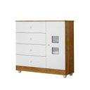 Ver imagem 1 de Cômoda 1 Porta 4 Gavetas Life Tigus Baby - Branco/madeirado Ypê