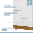 Ver imagem 2 de Cômoda 1 Porta 4 Gavetas Life Tigus Baby - Branco/madeirado Ypê