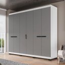 Ver imagem 1 de Roupeiro Lisboa 6 Portas 4 Gavetas 242x214cm Branco/Cinza 240843