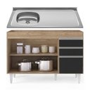Ver imagem 4 de Balcão Cozinha com Pia Inox Deslocada 120cm Ávila Castanho/Preto L03 - Mpozenato