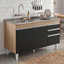 Ver imagem 3 de Balcão Cozinha com Pia Inox Deslocada 120cm Ávila Castanho/Preto L03 - Mpozenato