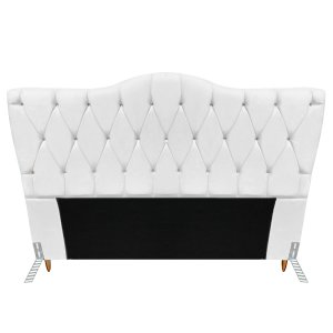 Cabeceira Solteiro Cama Box Quarto Estofada Barcelona 90cm:corino Branco