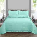 Ver imagem 2 de Kit Cobre Leito Colcha Casa Scarpa Maison Queen C/ Babado Percal 300 Fios 3 Peças - Verde Menta