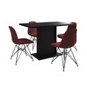 Ver imagem 6 de Mesa Jantar Londres Tampo Preto 120cm 4 Cadeiras Ferro Preto Estofado Vermelho