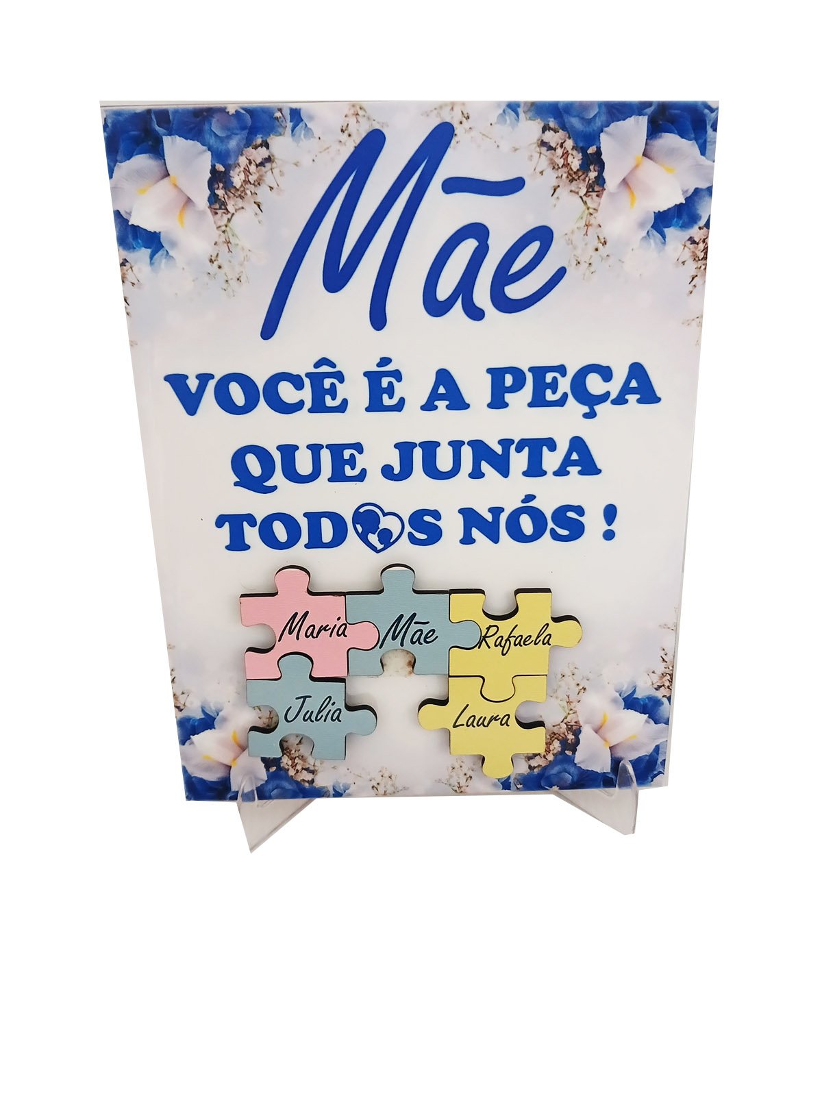 Porta Retrato Dia das Mães Flores decorativo em azulejo com nomes personalizados Coleção Tea & Amor  - 4