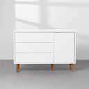 Ver imagem 4 de Kit Quarto Infantil Theo com Pés Retrô Mel - Berço + Cômoda 3 Gavetas e 1 Porta - Branco Fosco Abra