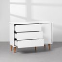 Ver imagem 7 de Kit Quarto Infantil Theo com Pés Retrô Mel - Berço + Cômoda 3 Gavetas e 1 Porta - Branco Fosco Abra