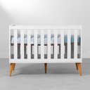 Ver imagem 2 de Kit Quarto Infantil Theo com Pés Retrô Mel - Berço + Cômoda 3 Gavetas e 1 Porta - Branco Fosco Abra