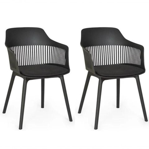 Kit 2 Cadeiras Polipropileno Marcela Montreal Preta Cozinha Jantar