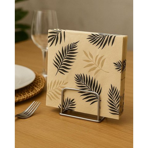 Guardanapo Estampado Creme Folhagens Luxo 20 Folhas 33cm - Tuut
