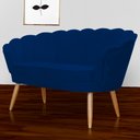 Ver imagem 2 de Namoradeira Poltrona Decorativa Pétala Pé Palito Suede Azul Marinho - Fm