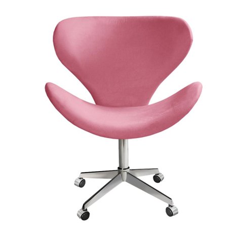 Poltrona Isis Base Giratória com Rodinhas Cor:Suede Rosa 280