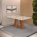 Ver imagem 1 de Mesa de Jantar Retangular Tampo sem Vidro 170x90 Dj Móveis Kiara Freijó Off White