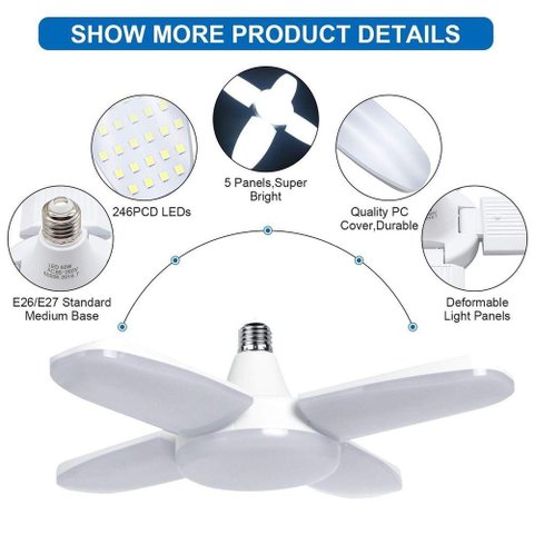 Lâmpada Led E27 Flor 28w Dobrável Branca Fria 6500k 110v