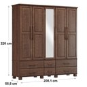 Ver imagem 2 de Guarda Roupa Bipartido 5 Portas e 6 Gavetas Linha Ouro Madeira Maciça 2253wn Café Finestra