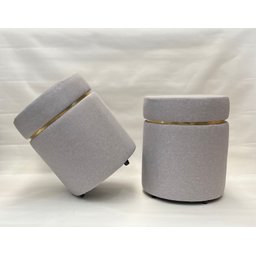 Kit 2 Puff com Cinta Dourada:cinza Claro - 1