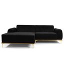 Ver imagem 1 de Sofá 3 Lugares Lisboa D07 com Chaise Esquerda 230cm Veludo Preto - D’Rossi