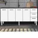Ver imagem 1 de Balcão para Pia de Cozinha 180cm 4 Portas 3 Gavetas Vênus Yescasa Branco