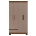 Ver imagem 3 de Guarda Roupa Solteiro Olímpia 4 Portas 2 Gavetas Nogueira/capuccino - Móveis Albatroz
