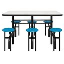 Ver imagem 2 de Mesa para Refeitório Escamoteável 06 Lugares Mdp Branco de 25 Mm - Assento Azul - 50601