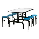 Ver imagem 4 de Mesa para Refeitório Escamoteável 06 Lugares Mdp Branco de 25 Mm - Assento Azul - 50601