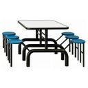 Ver imagem 3 de Mesa para Refeitório Escamoteável 06 Lugares Mdp Branco de 25 Mm - Assento Azul - 50601