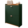Sapateira Hall Entrada Sapatos 2 Portas Puxador Concha Closet - Verde / Cedro - 1