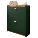 Ver imagem 1 de Sapateira Hall Entrada Sapatos 2 Portas Puxador Concha Closet - Verde / Cedro