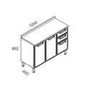 Ver imagem 3 de Gabinete P/ Pia Cozinha Balcão C/ Tampo Estilo 7124 C/ 3 Portas e 2 Gavetas 120cm Cinza/grafite -