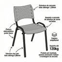 Ver imagem 3 de Cadeira Iso Tubo Oblongo Aço Industrial Empilhavel - Preto