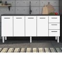 Ver imagem 1 de Balcão para Pia de Cozinha 200cm 4 Portas 3 Gavetas Vênus Yescasa Branco